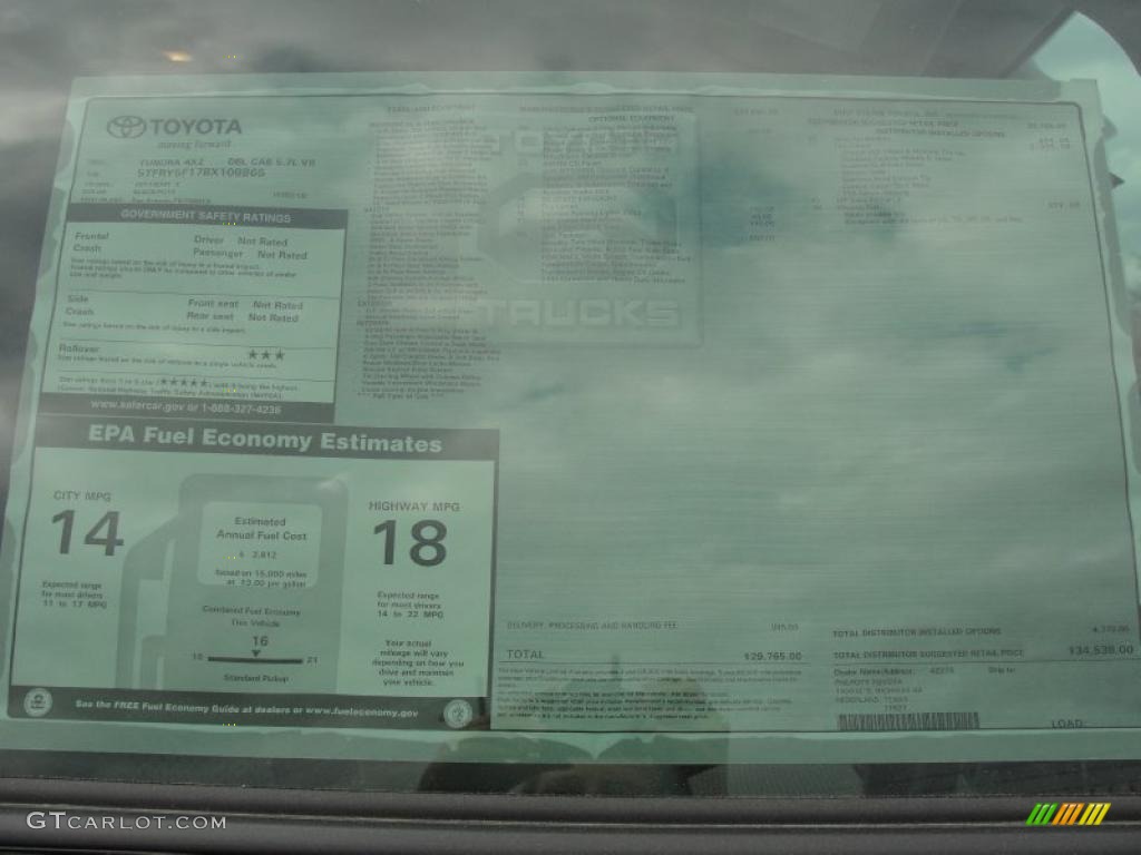 2011 Toyota Tundra TSS Double Cab Window Sticker Photo #46419837