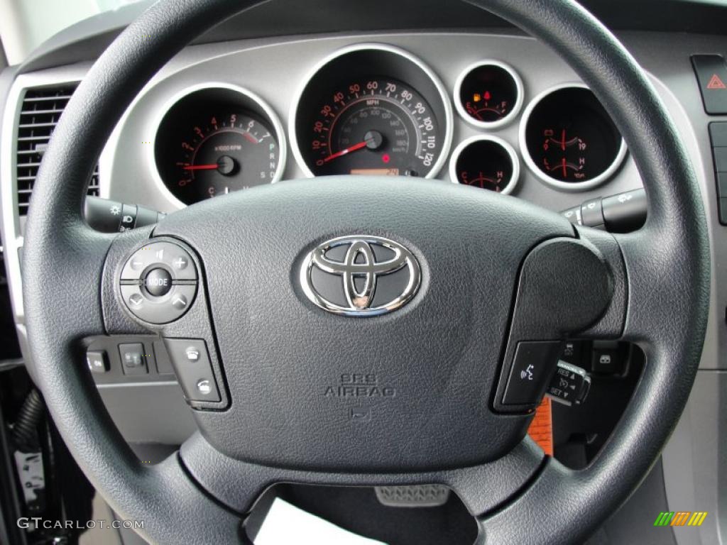 2011 Toyota Tundra Texas Edition CrewMax Black Steering Wheel Photo #46420851
