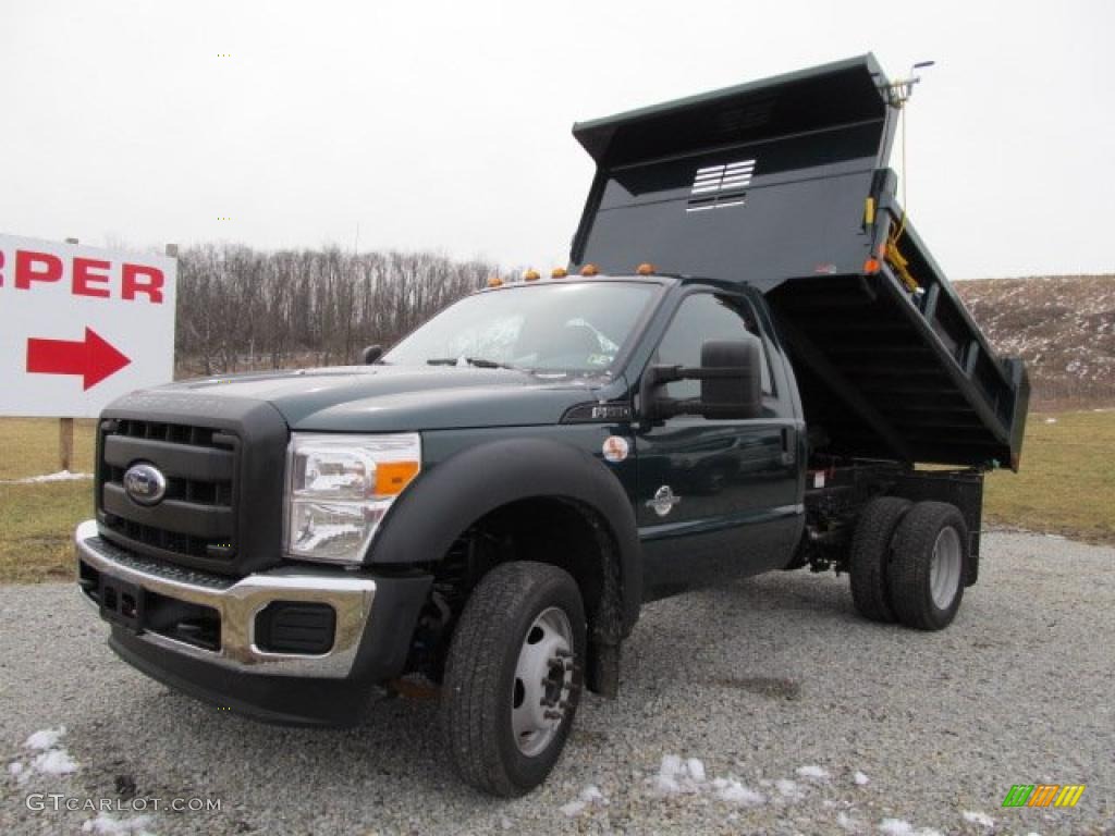Forest Green Metallic 2011 Ford F550 Super Duty XL Regular Cab 4x4 Dump Truck Exterior Photo #46423191
