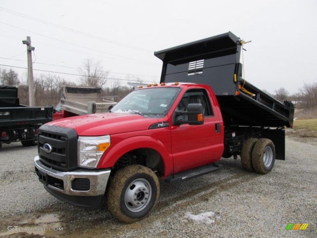 Vermillion Red 2011 Ford F350 Super Duty XL Regular Cab 4x4 Chassis Dump Truck Exterior Photo #46424016