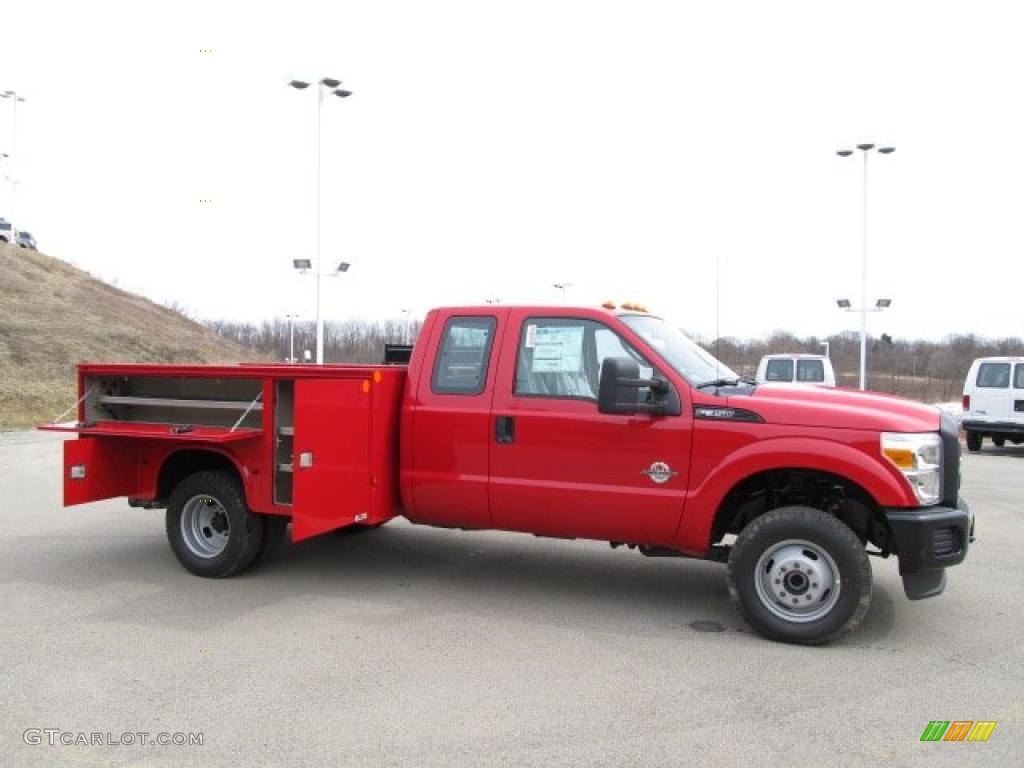 Vermillion Red 2011 Ford F350 Super Duty XL SuperCab 4x4 Chassis Commercial Exterior Photo #46424703