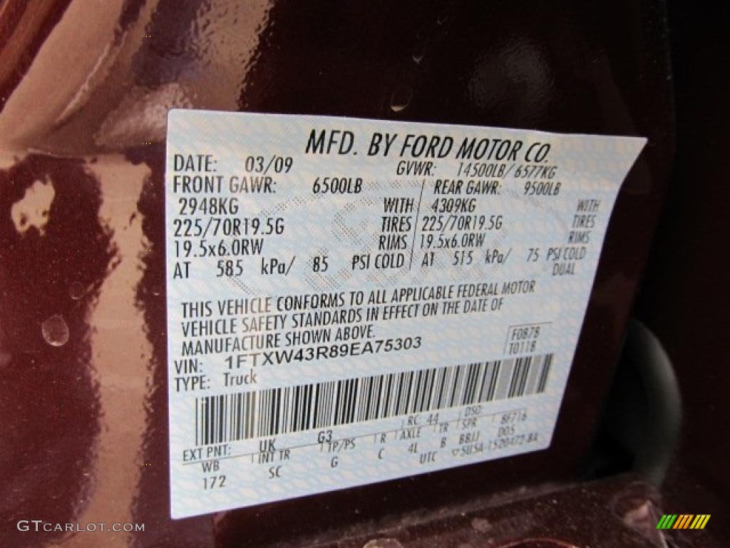 2009 F450 Super Duty Color Code UK for Royal Red Metallic Photo #46427256