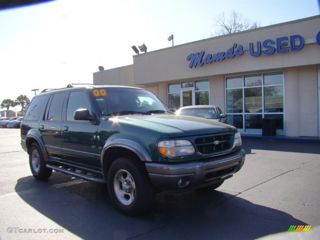 2000 Explorer XLT 4x4 - Tropic Green Metallic / Dark Graphite photo #2