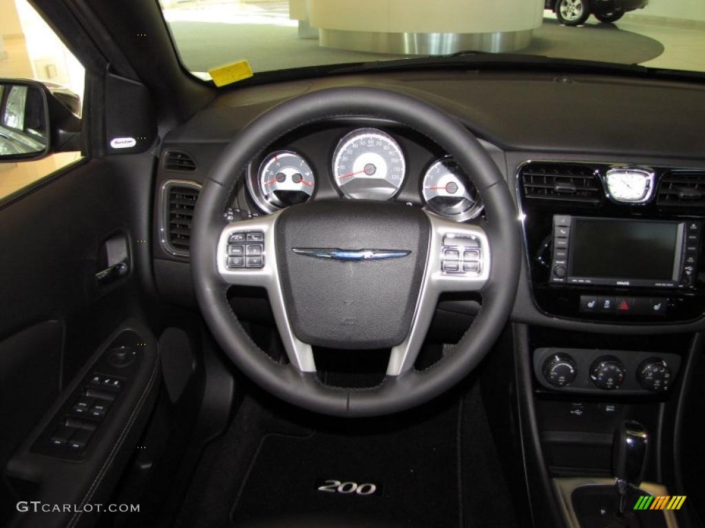 2011 Chrysler 200 Limited Black Steering Wheel Photo #46429845