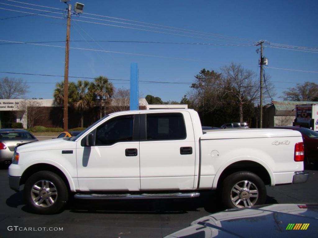 2005 F150 Lariat SuperCrew 4x4 - Oxford White / Tan photo #5