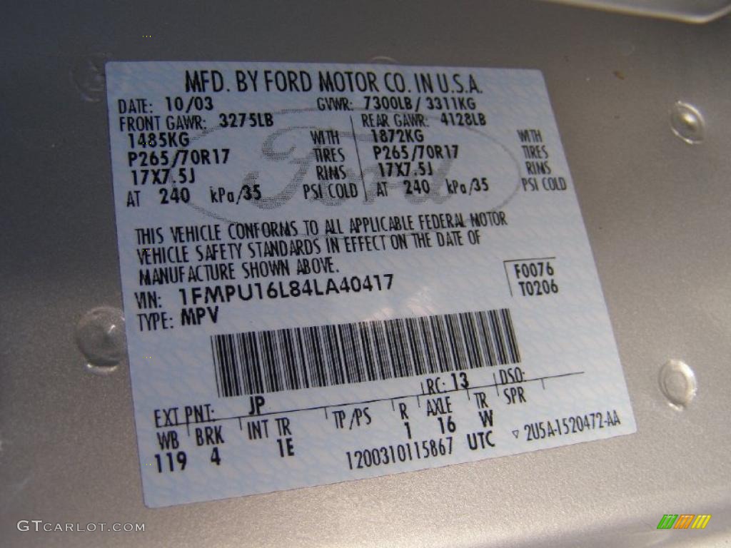 2004 Expedition Color Code JP for Silver Birch Metallic Photo #46431384