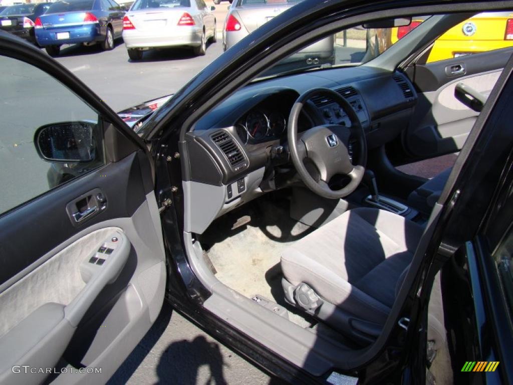 2003 Civic LX Sedan - Nighthawk Black Pearl / Gray photo #8