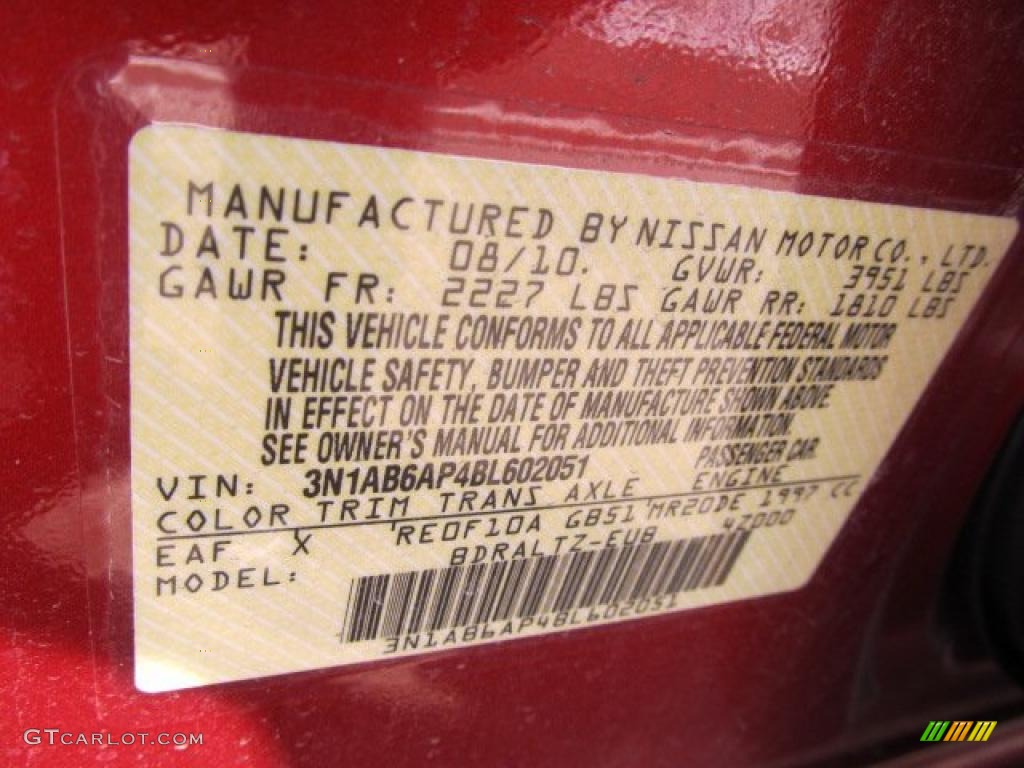 2011 Sentra Color Code EAF for Lava Red Photo #46433529