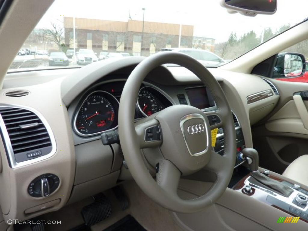 2010 Audi Q7 3.6 Premium quattro Cardamom Beige Steering Wheel Photo #46434549