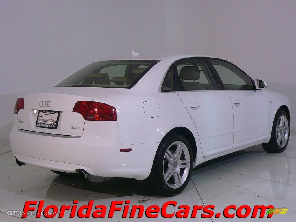 2008 A4 2.0T Sedan - Ibis White / Beige photo #2