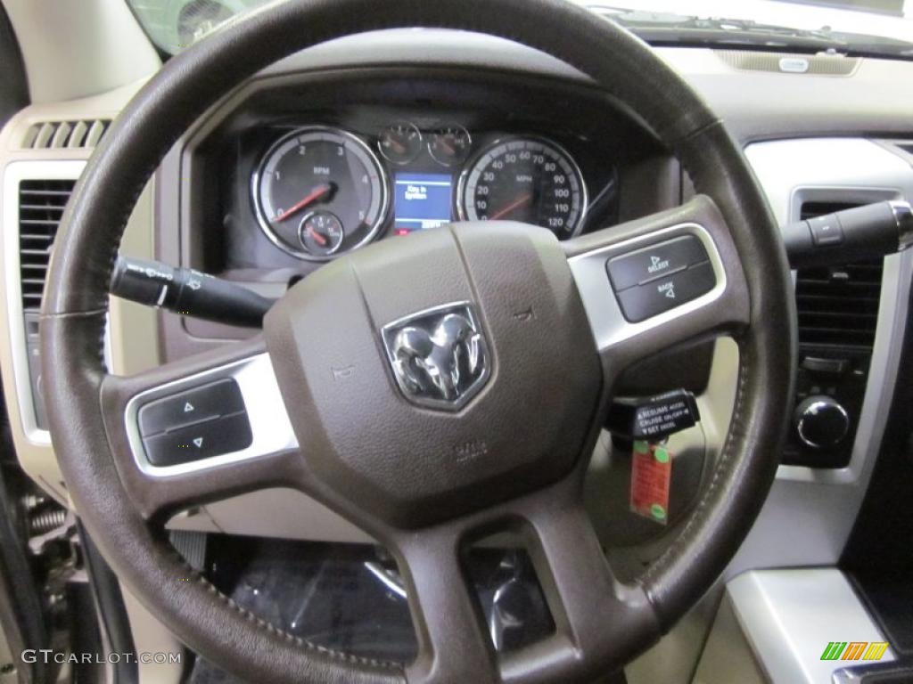 2010 Dodge Ram 2500 SLT Mega Cab 4x4 Light Pebble Beige/Bark Brown Steering Wheel Photo #46436541