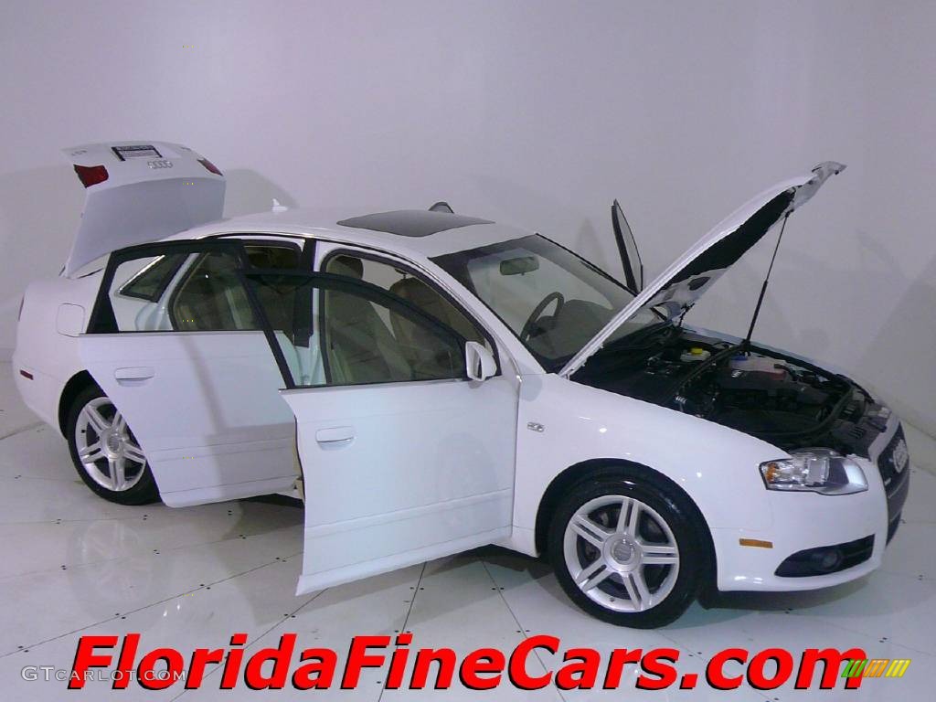 2008 A4 2.0T Sedan - Ibis White / Beige photo #7