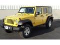 2011 Detonator Yellow Jeep Wrangler Unlimited Rubicon 4x4  photo #1