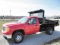 Fire Red 2011 GMC Sierra 3500HD Work Truck Regular Cab Chassis Dump Truck Exterior