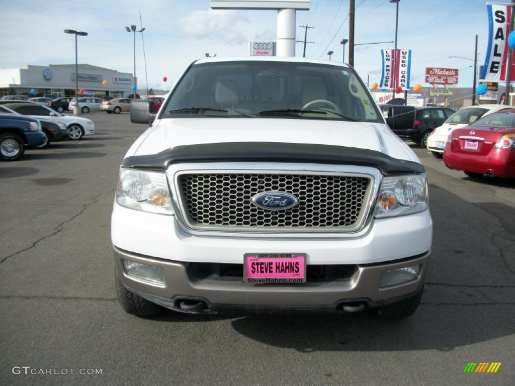 2004 F150 Lariat SuperCab 4x4 - Oxford White / Tan photo #2