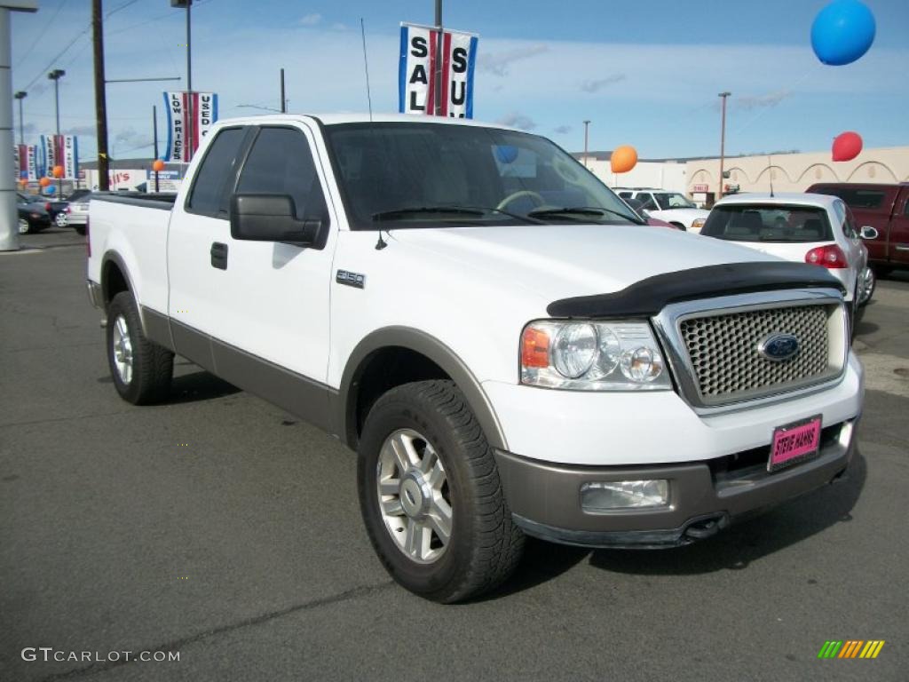 2004 F150 Lariat SuperCab 4x4 - Oxford White / Tan photo #3