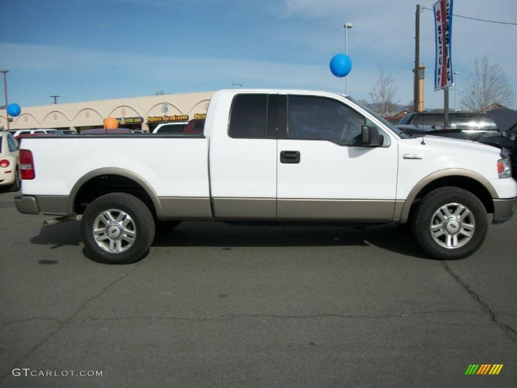2004 F150 Lariat SuperCab 4x4 - Oxford White / Tan photo #4