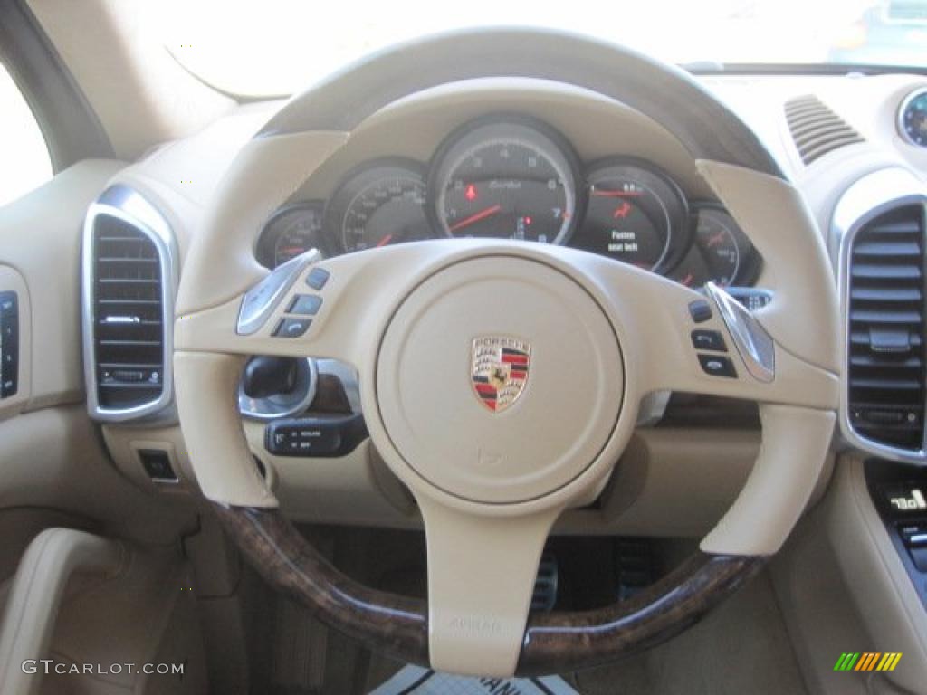 2011 Porsche Cayenne Turbo Luxor Beige Steering Wheel Photo #46444977