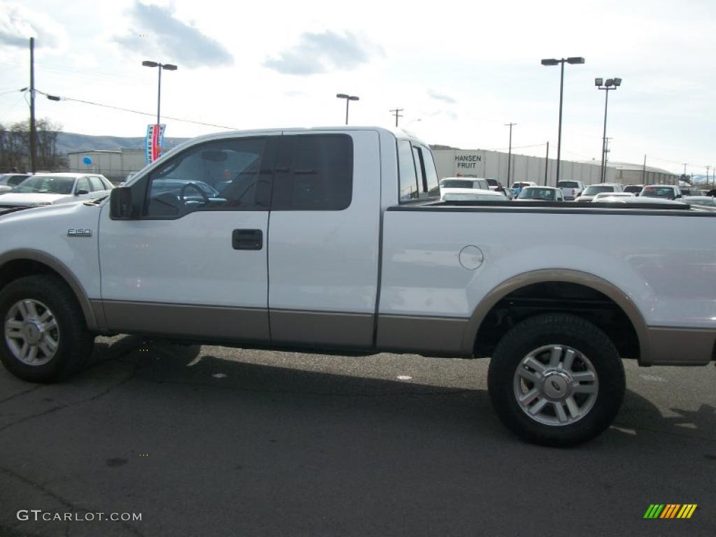 2004 F150 Lariat SuperCab 4x4 - Oxford White / Tan photo #8