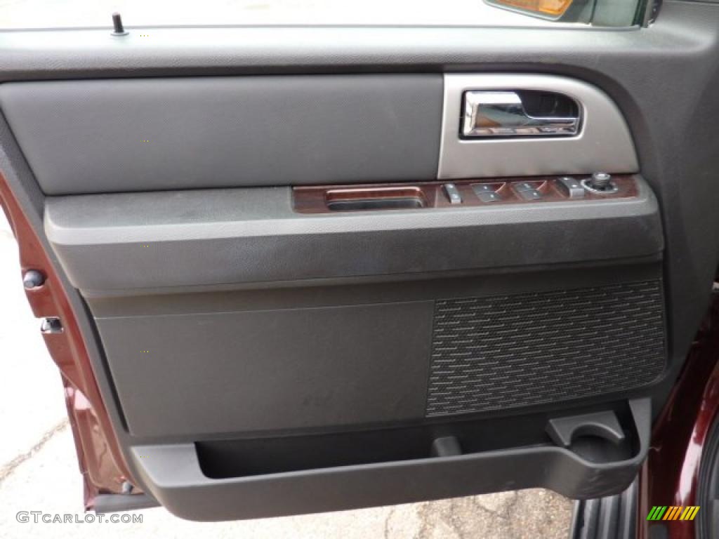 2009 Ford Expedition Limited 4x4 Charcoal Black Leather/Caramel Brown Door Panel Photo #46446690
