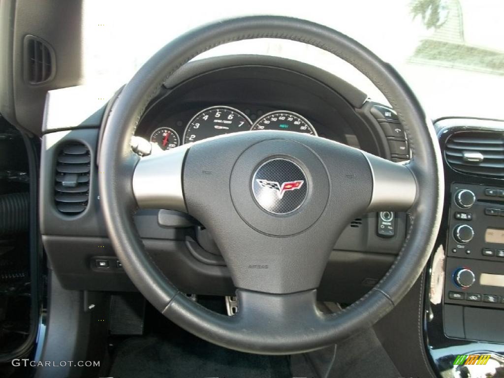 2008 Chevrolet Corvette Z06 Ebony Steering Wheel Photo #46446801