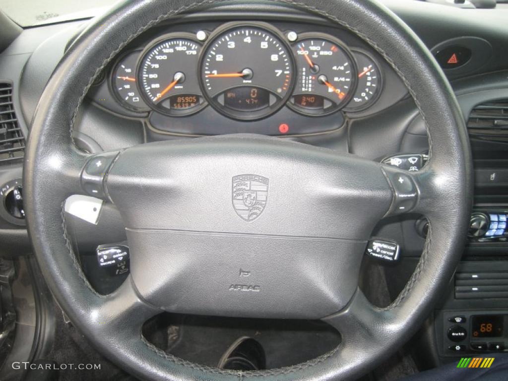 2001 Porsche 911 Carrera 4 Cabriolet Black Steering Wheel Photo #46450716