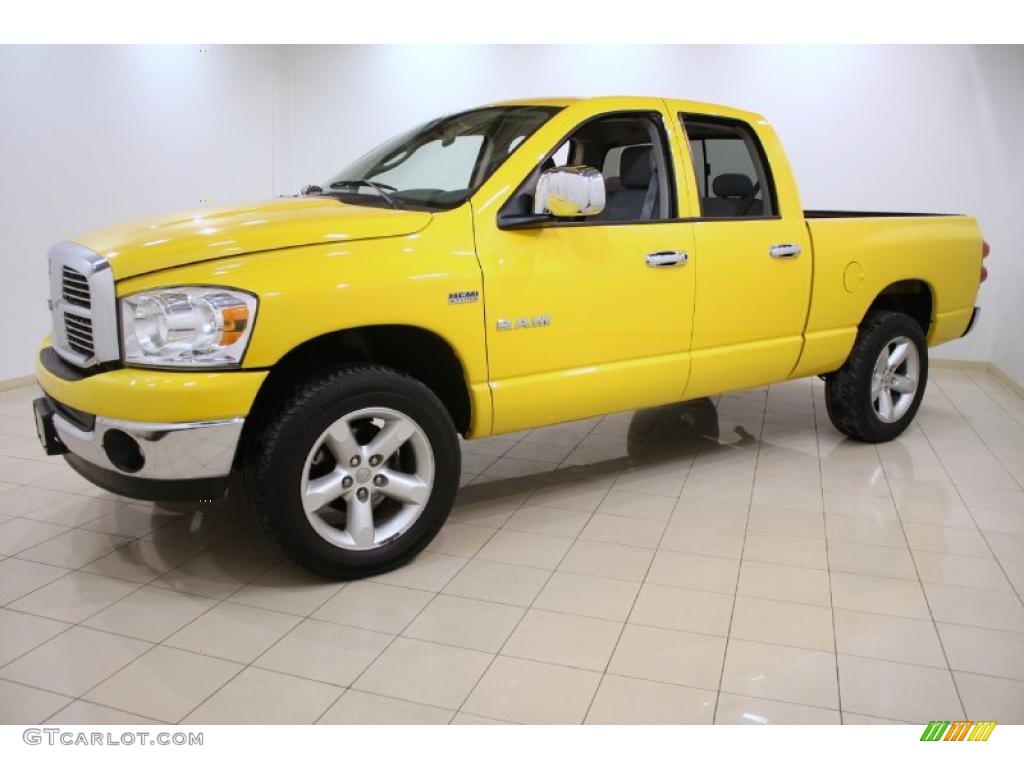 2008 Ram 1500 SLT Quad Cab 4x4 - Detonator Yellow / Medium Slate Gray photo #3