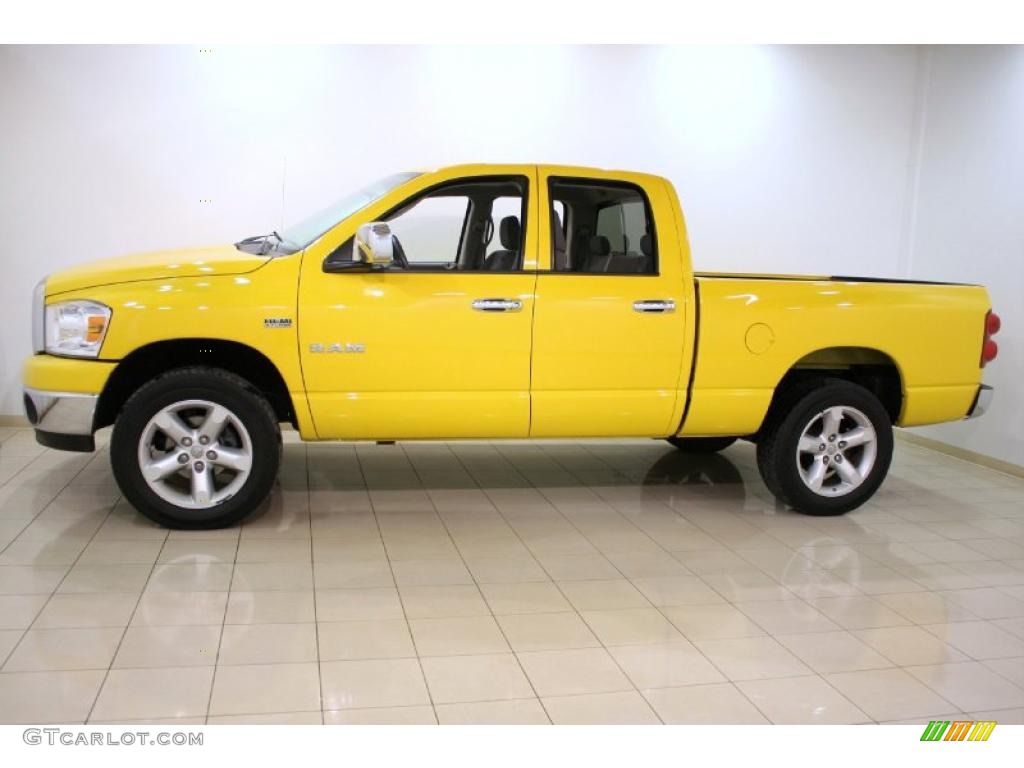 2008 Ram 1500 SLT Quad Cab 4x4 - Detonator Yellow / Medium Slate Gray photo #4