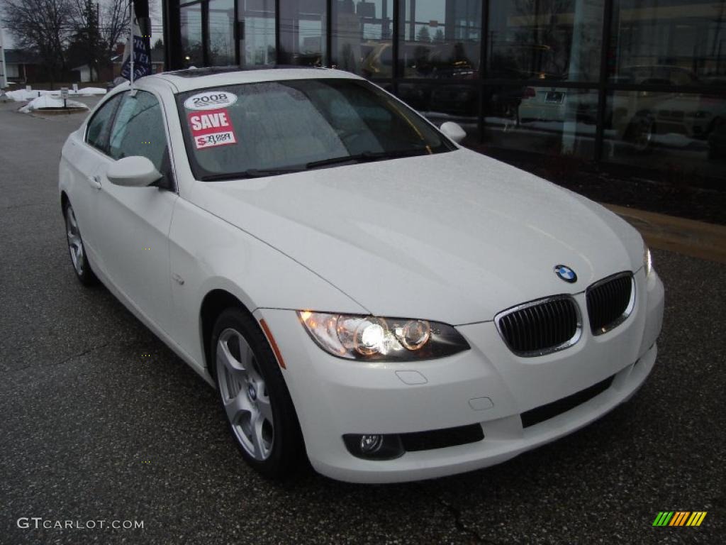 2008 3 Series 328xi Coupe - Alpine White / Cream Beige photo #3