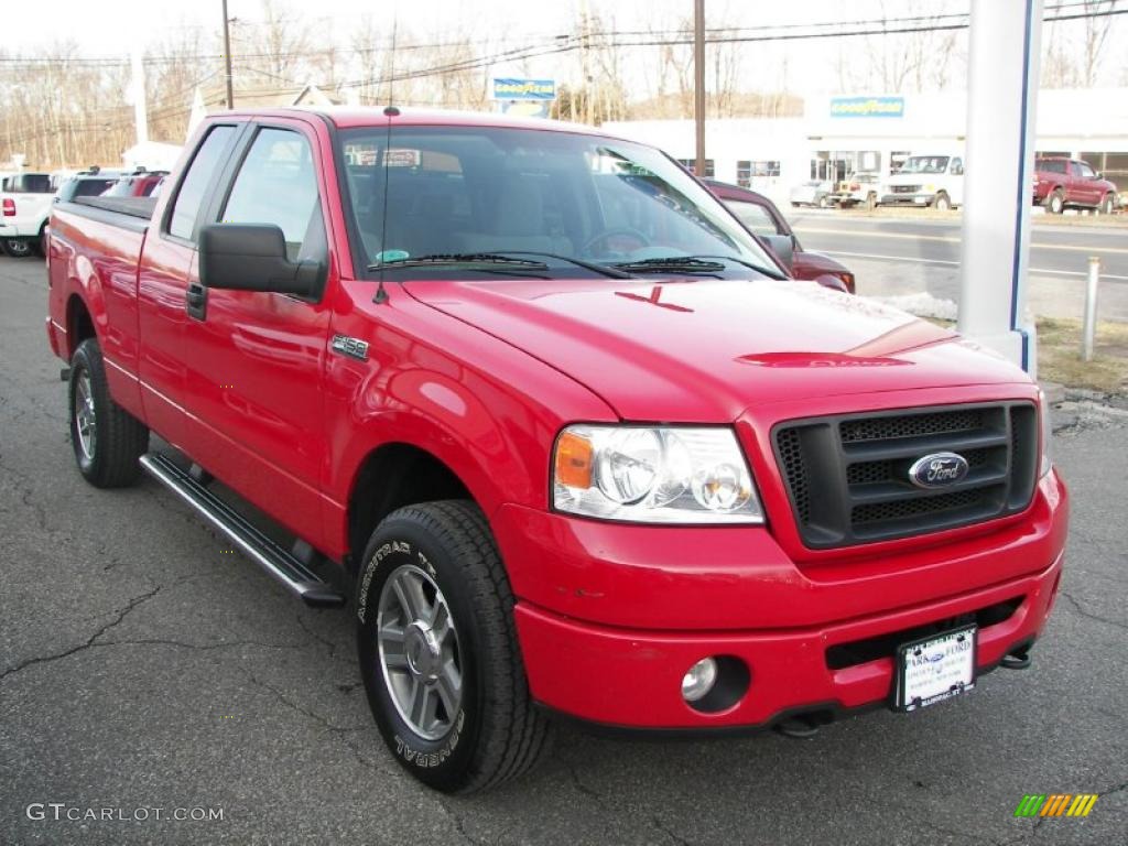 Bright Red 2008 Ford F150 STX SuperCab 4x4 Exterior Photo #46467825