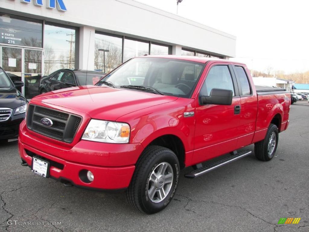 Bright Red 2008 Ford F150 STX SuperCab 4x4 Exterior Photo #46467843