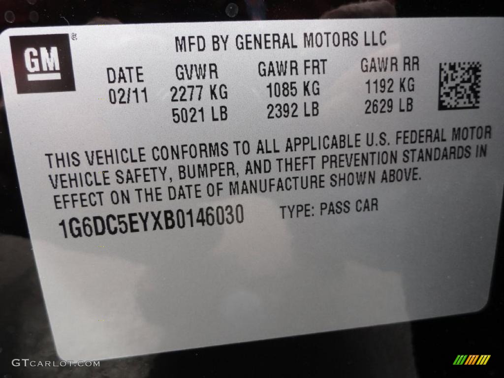 2011 Cadillac CTS 4 3.0 AWD Sedan Info Tag Photo #46471266