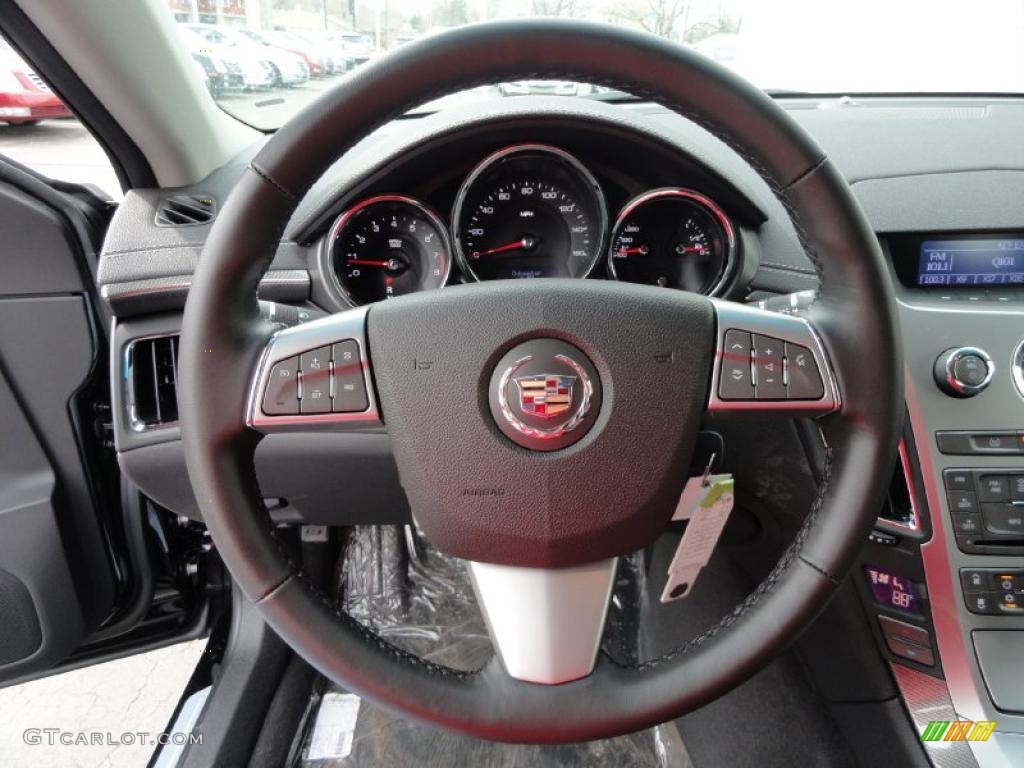 2011 Cadillac CTS 4 3.0 AWD Sedan Ebony Steering Wheel Photo #46471284