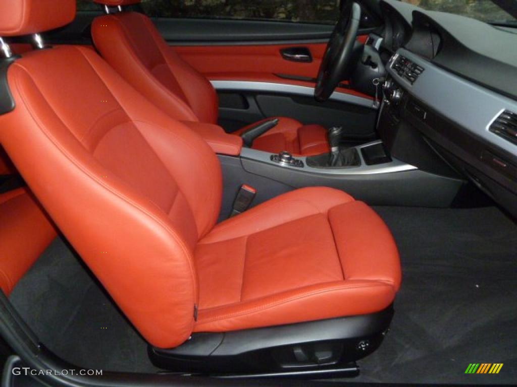 2010 3 Series 335i Coupe - Jet Black / Coral Red/Black Dakota Leather photo #9