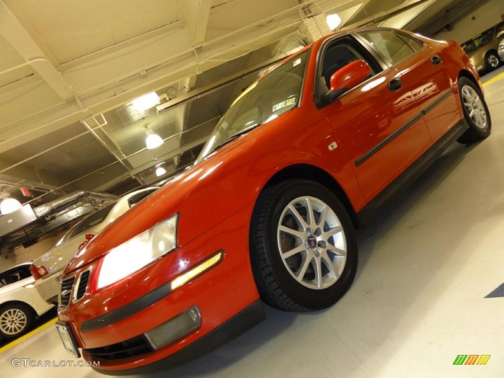 2003 9-3 Linear Sport Sedan - Laser Red / Charcoal Grey photo #1