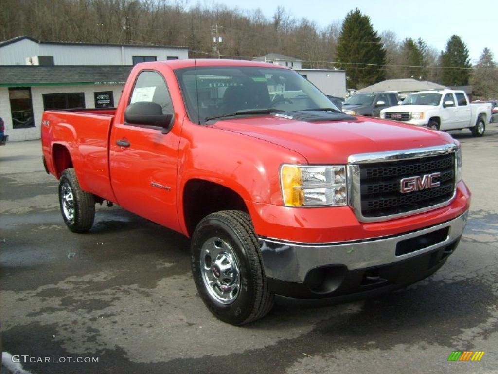 Fire Red 2011 GMC Sierra 2500HD Work Truck Regular Cab 4x4 Exterior Photo #46475493