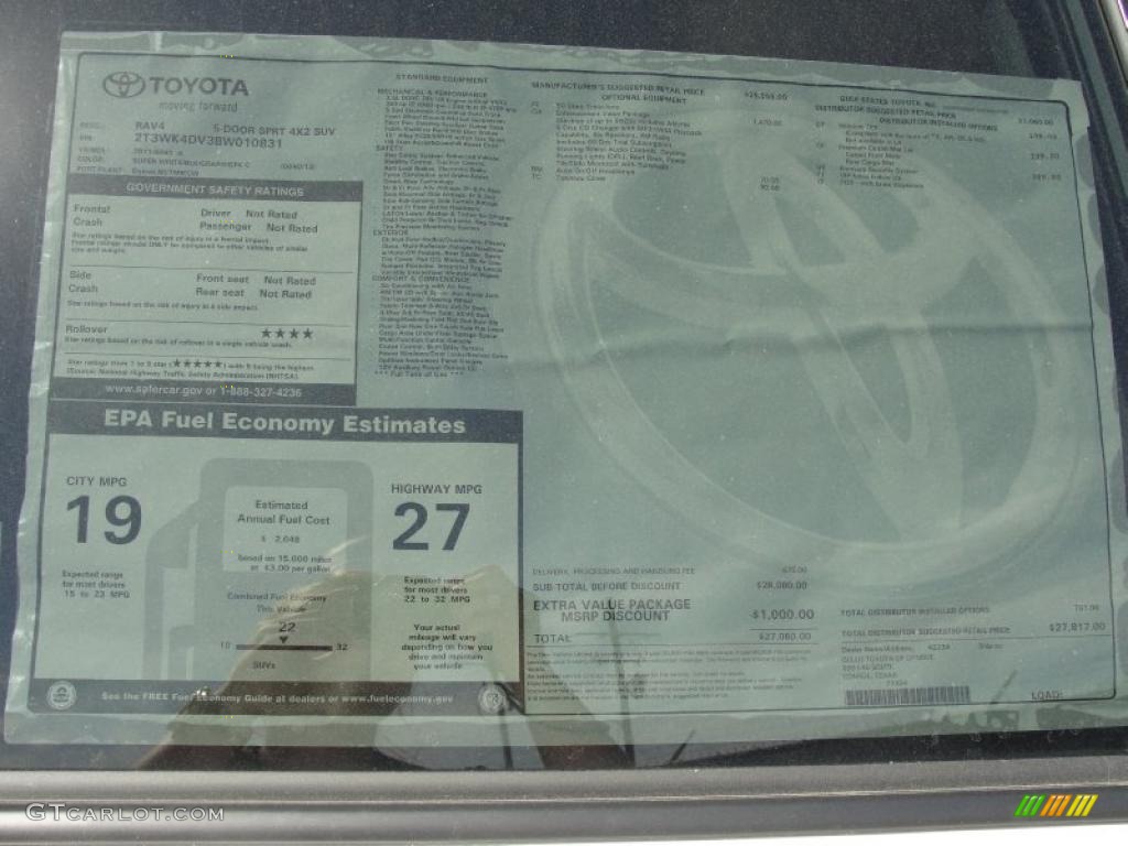 2011 Toyota RAV4 V6 Window Sticker Photos
