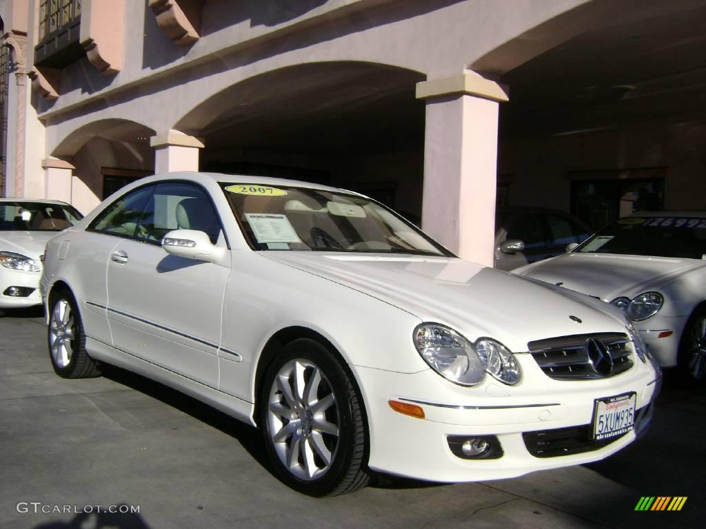 2007 CLK 350 Coupe - Arctic White / Stone photo #1