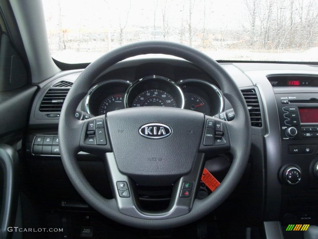 2011 Kia Sorento LX Black Steering Wheel Photo #46483554