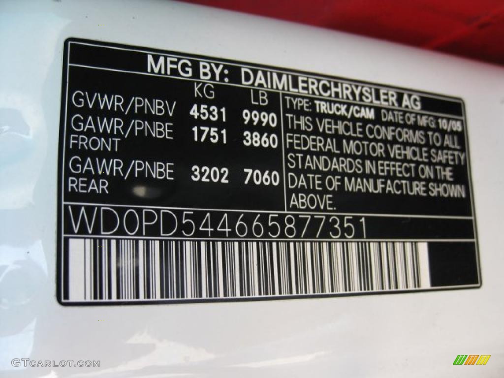 2006 Dodge Sprinter Van 3500 High Roof Cargo Info Tag Photo #46493238