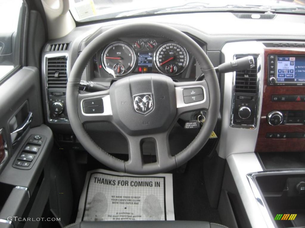 2011 Dodge Ram 3500 HD Laramie Mega Cab 4x4 Dually Dark Slate Gray Steering Wheel Photo #46493646