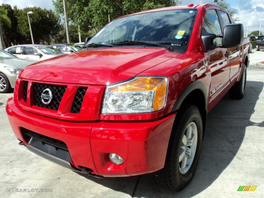 2010 Titan PRO-4X Crew Cab 4x4 - Red Alert / Charcoal photo #14