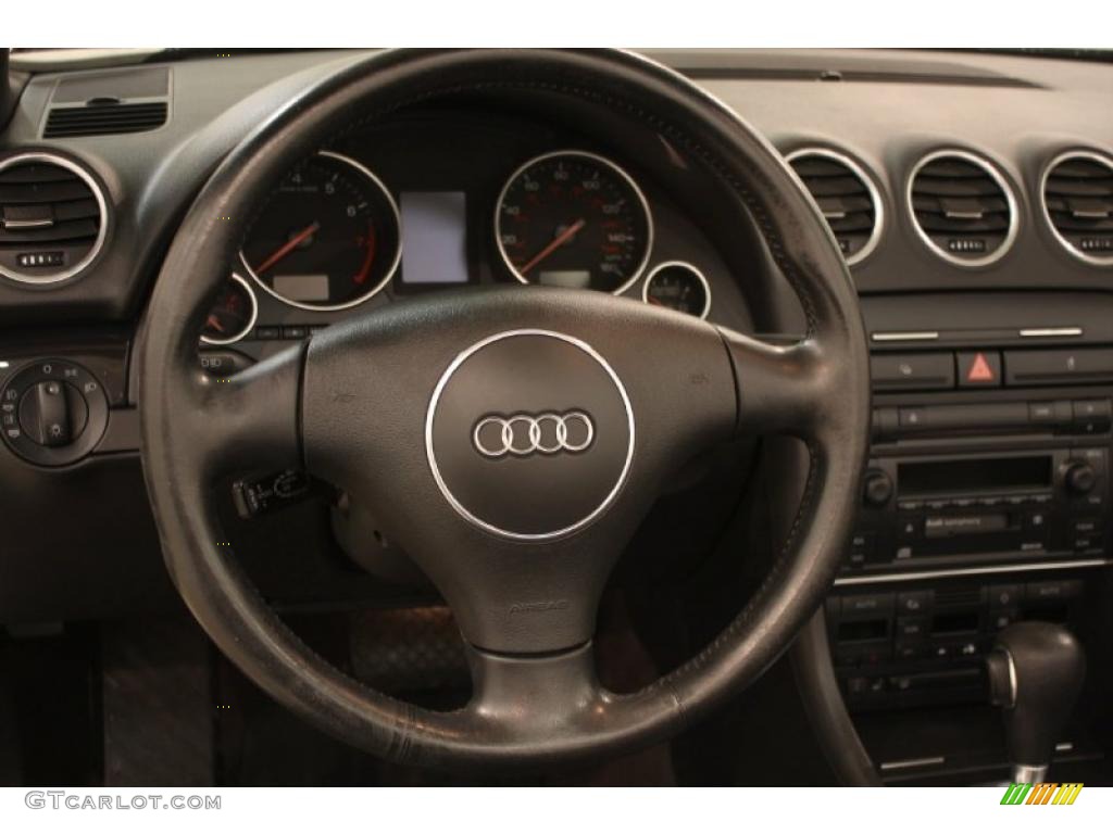 2004 Audi A4 1.8T Cabriolet Black Steering Wheel Photo #46511486