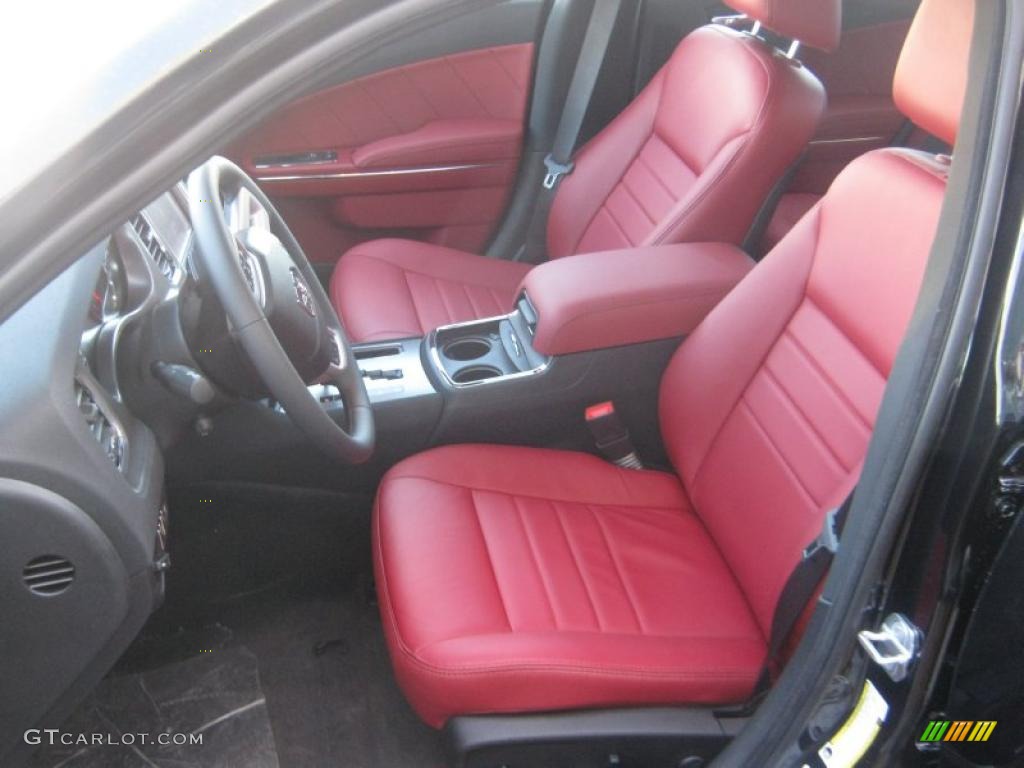 Black/Radar Red Interior 2011 Dodge Charger R/T Plus Photo #46511627