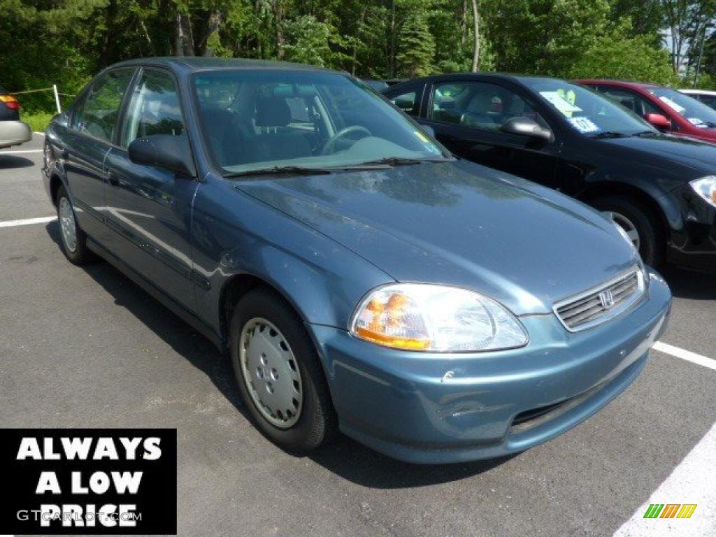 1997 Civic DX Sedan - Cyclone Blue Metallic / Gray photo #1