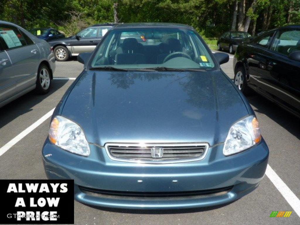 1997 Civic DX Sedan - Cyclone Blue Metallic / Gray photo #2