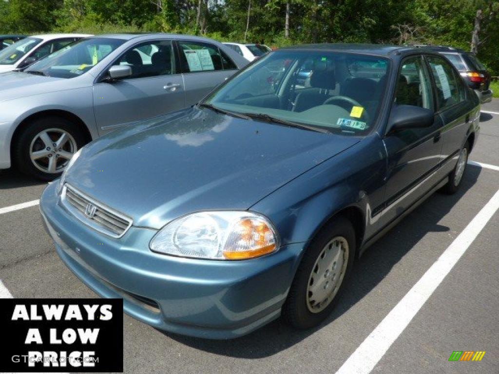 1997 Civic DX Sedan - Cyclone Blue Metallic / Gray photo #3