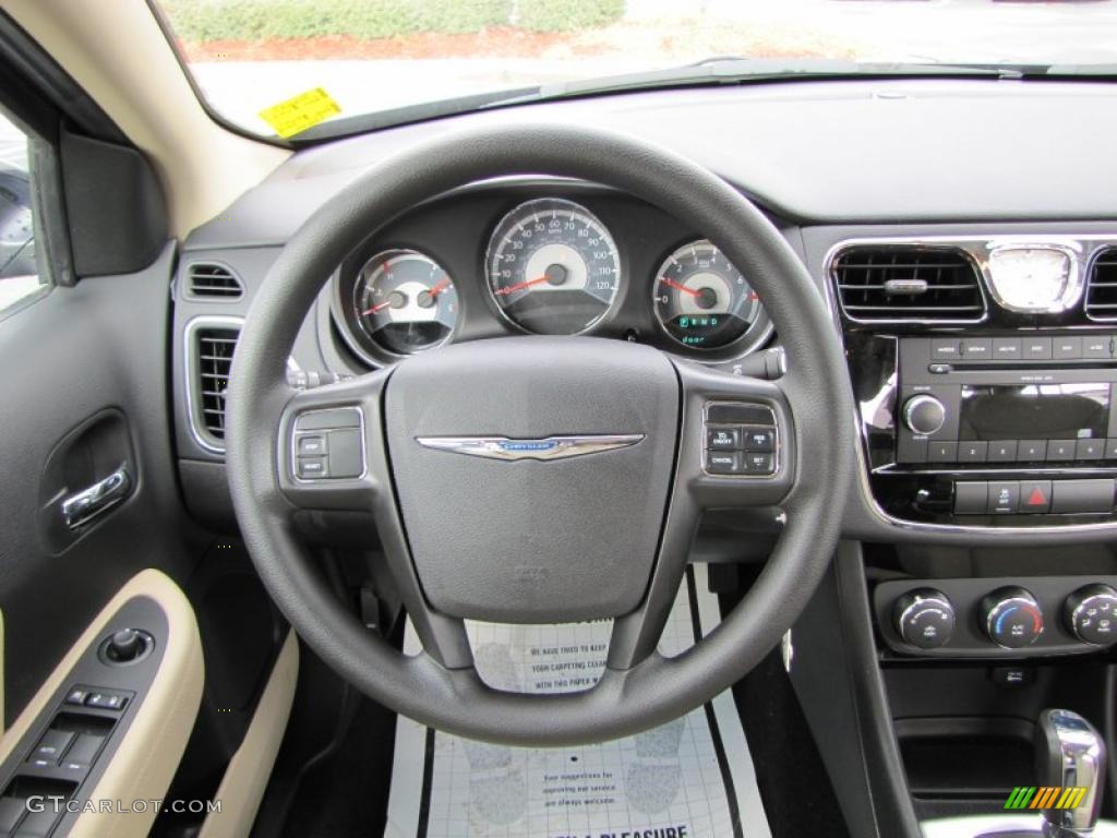 2011 Chrysler 200 LX Black/Light Frost Beige Steering Wheel Photo #46514526