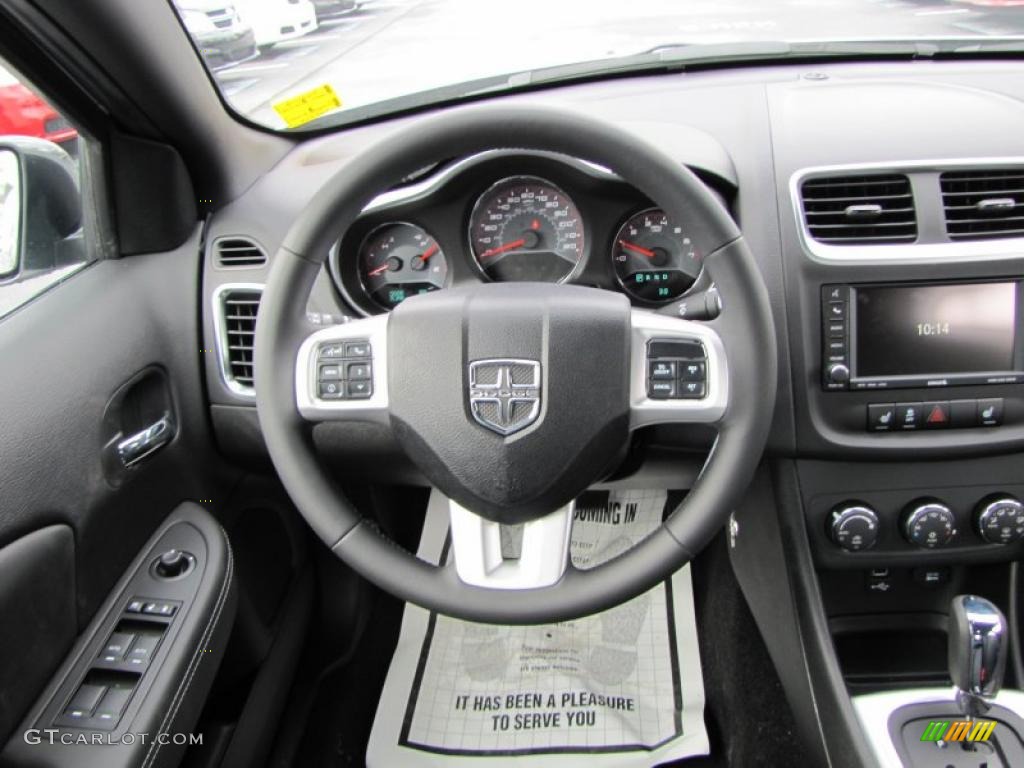 2011 Dodge Avenger Lux Black Steering Wheel Photo #46516113