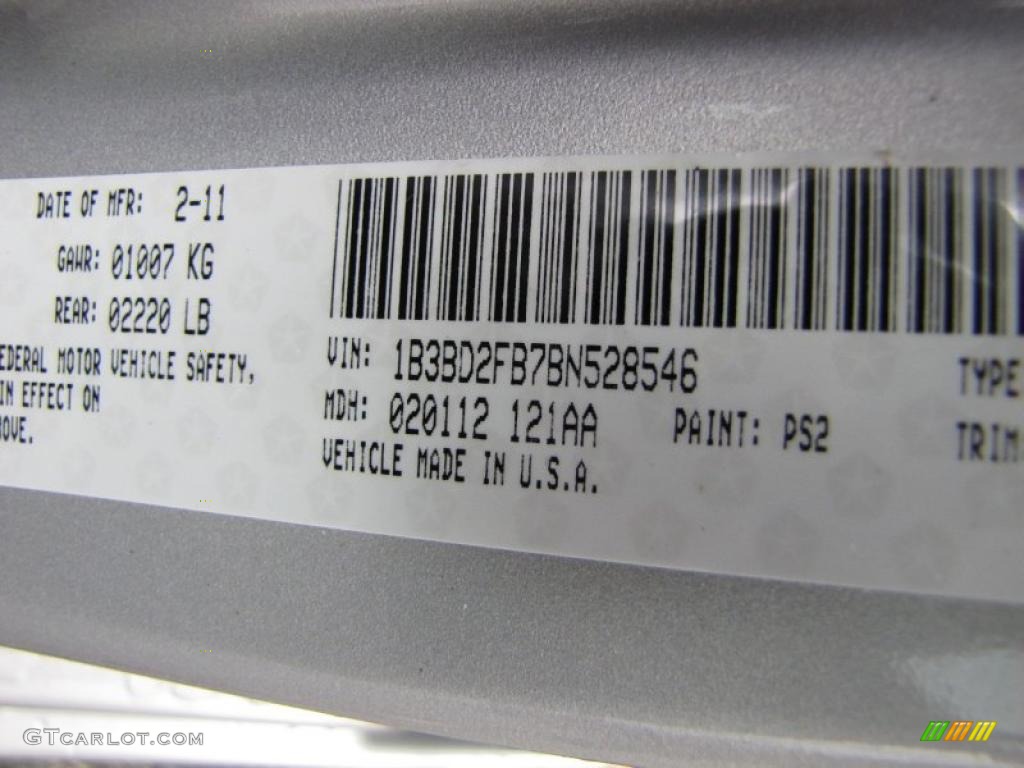2011 Avenger Color Code PS2 for Bright Silver Metallic Photo #46516182